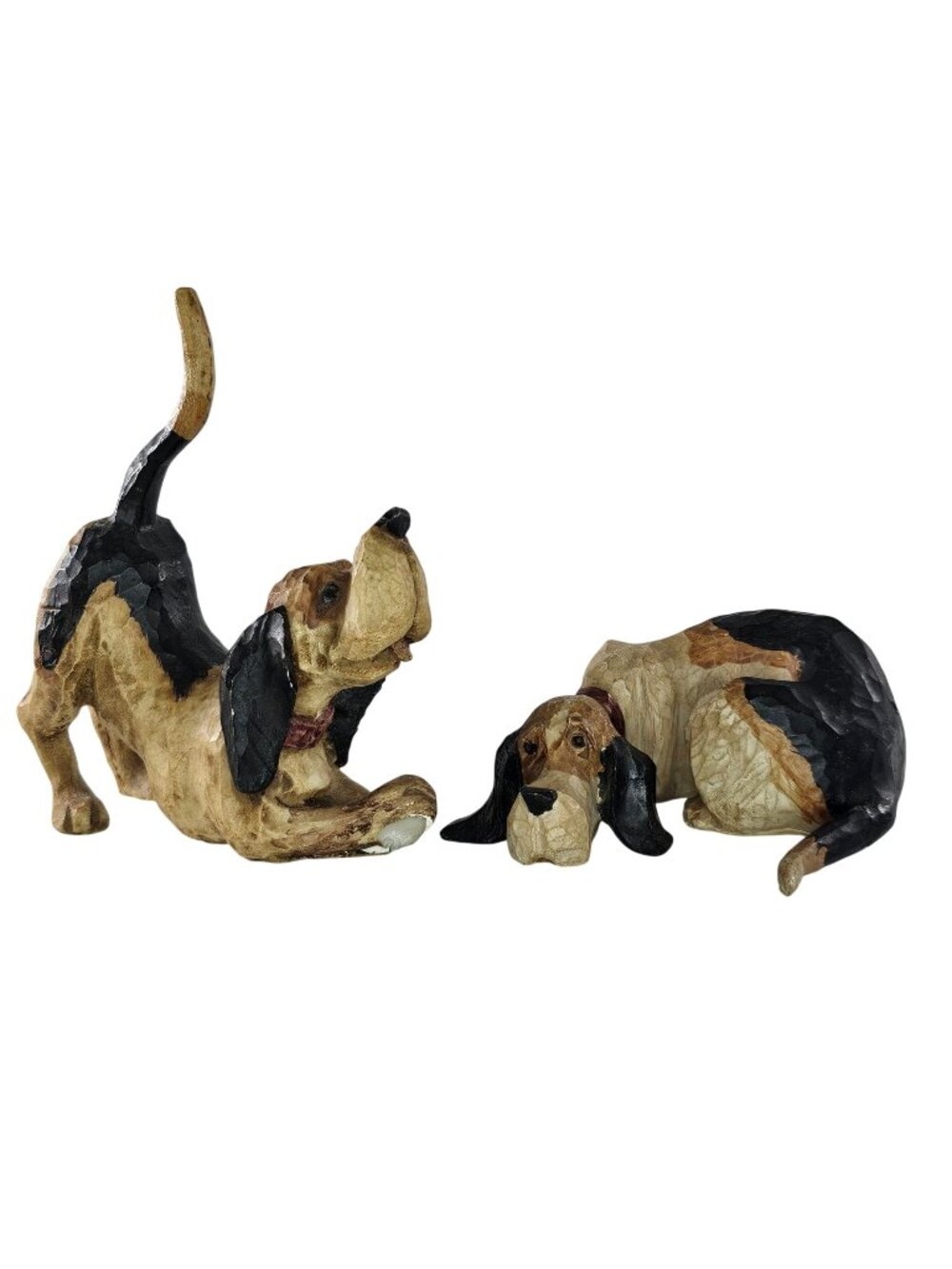Tom Wolfe Hound Dog Bloodhound Beagle Resin Figurine Set Of 2 Vintage Puppy FLAW